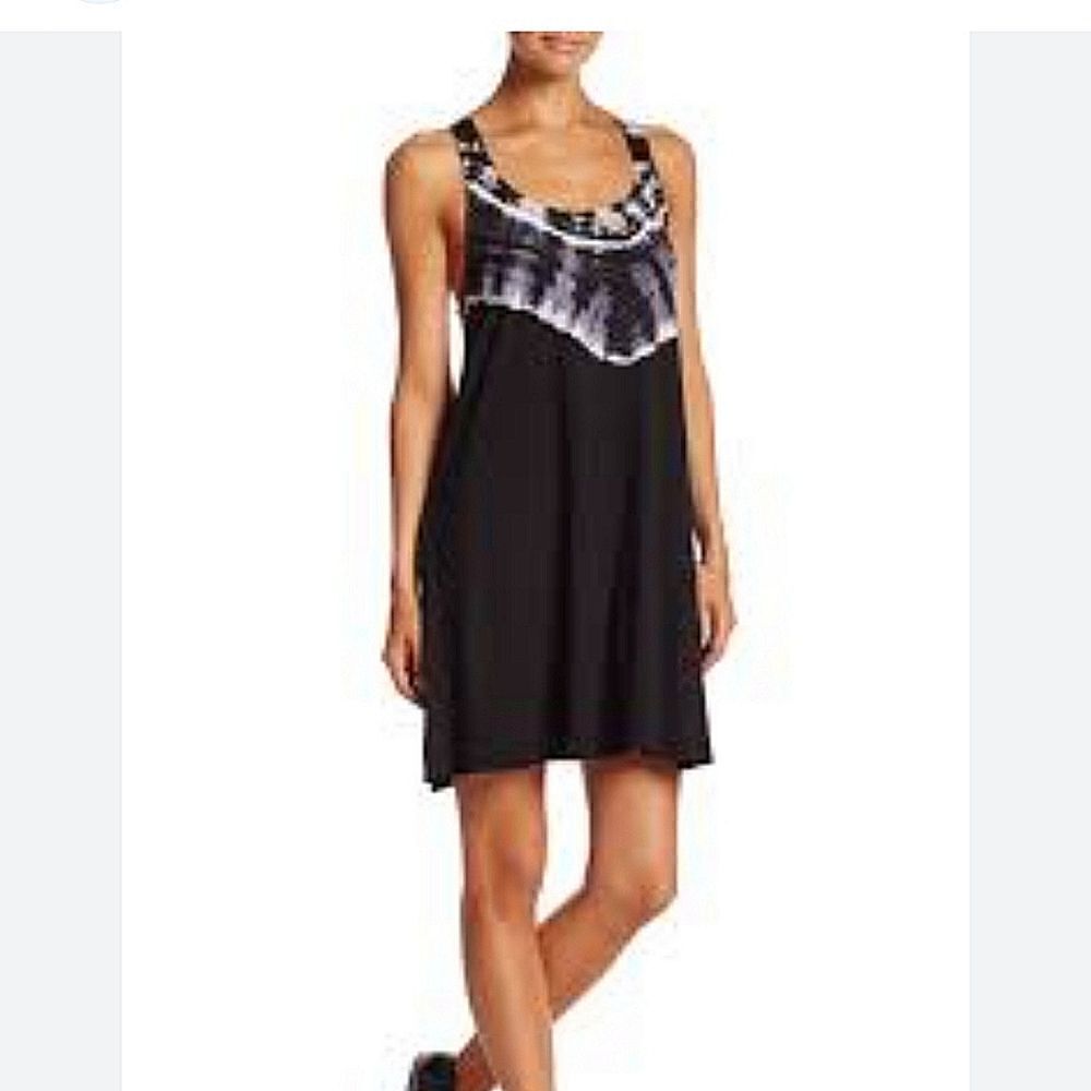 NWOT Lucky Brand Swimwear Black Half Moon Tie Dye Racer Back Swim Cover-up M